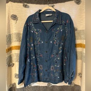 Haband Jean Vintage Embellished Button Down - XL (18/20)